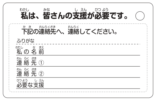 ヘルプカードの裏面